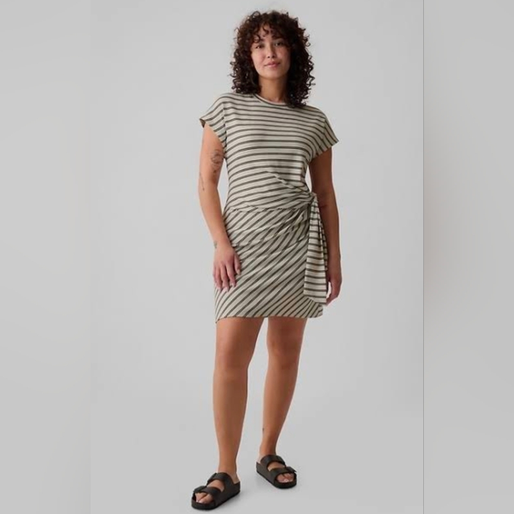 GAP Tie-Knot Striped Mini T-Shirt Dress Medium